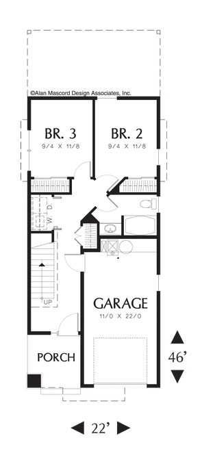 Main Floor Plan image for Mascord Jamieson-Reverse Living for a Flat, Narrow Lot-Main Floor Plan