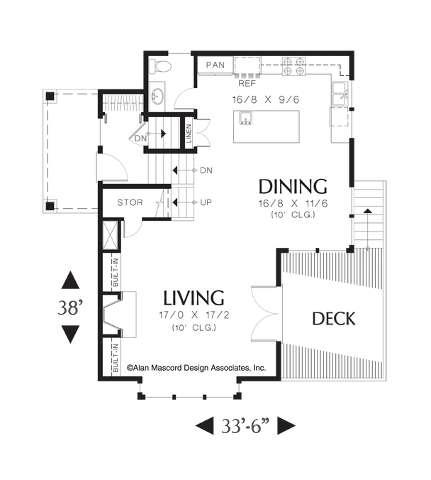 Main Floor Plan image for Mascord Willow Wood-Garage Under Craftsman Plan with Shop-Main Floor Plan