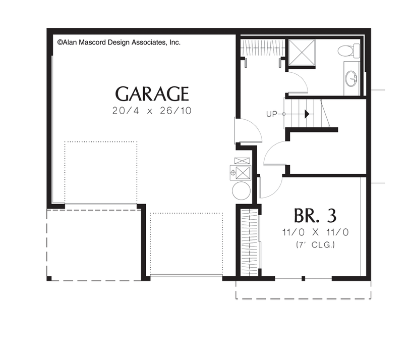 Lower Floor Plan image for Mascord Burkwood-Tri-level Craftsman Plan-Lower Floor Plan