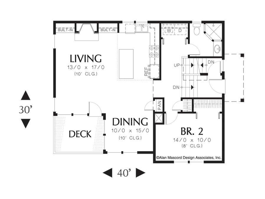 Main Floor Plan image for Mascord Burkwood-Tri-level Craftsman Plan-Main Floor Plan