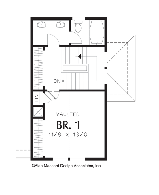 Upper Floor Plan image for Mascord Burkwood-Tri-level Craftsman Plan-Upper Floor Plan