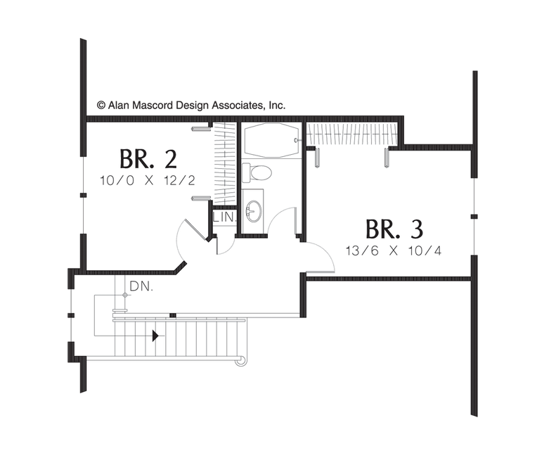 Upper Floor Plan image for Mascord Bronson-French Cottage with Vaulted Master on Main Floor-Upper Floor Plan