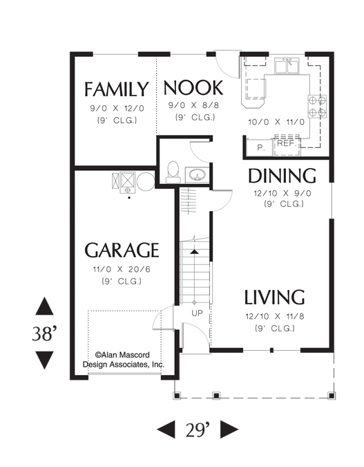 Main Floor Plan image for Mascord Barnum-Small Country Family Plan with High Ceilings-Main Floor Plan