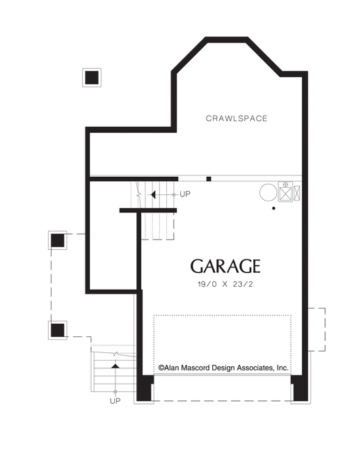 Lower Floor Plan image for Mascord Whittgold-Practical Craftsman with Wrap-around Porch-Lower Floor Plan