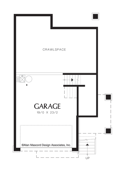 Lower Floor Plan image for Mascord Benson-Multi-level Craftsman Plan with Master Walk-in Closet-Lower Floor Plan