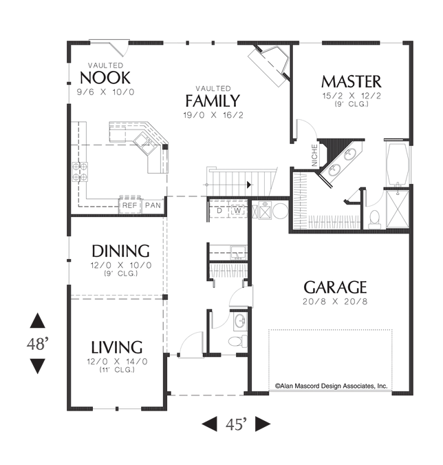 Main Floor Plan image for Mascord Reinbeck-Main Floor Master with Whirlpool Bath-Main Floor Plan