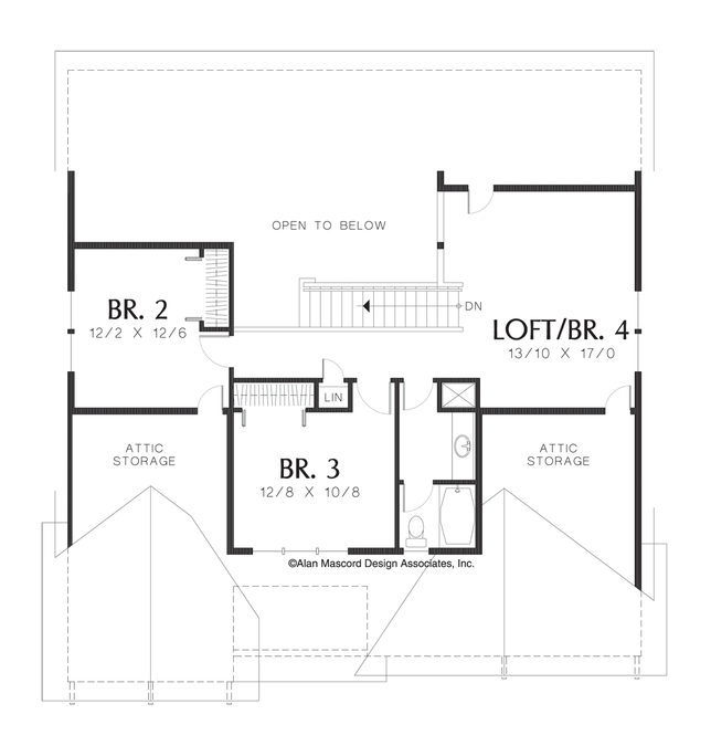 Upper Floor Plan image for Mascord Reinbeck-Main Floor Master with Whirlpool Bath-Upper Floor Plan