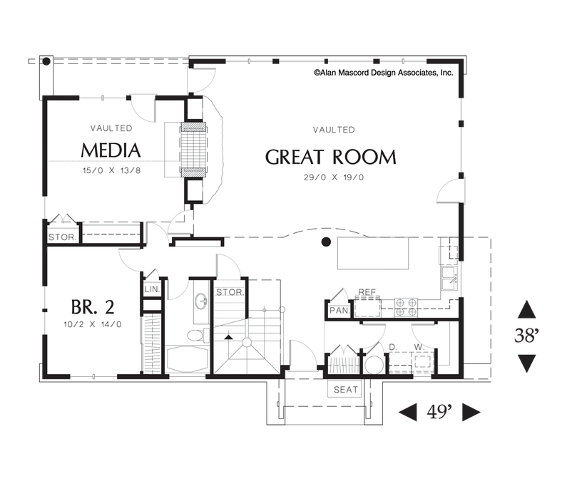 Main Floor Plan image for Mascord Redmond-Great Room Plan with Media Room-Main Floor Plan