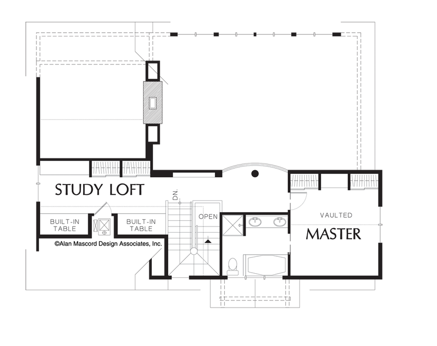 Upper Floor Plan image for Mascord Redmond-Great Room Plan with Media Room-Upper Floor Plan