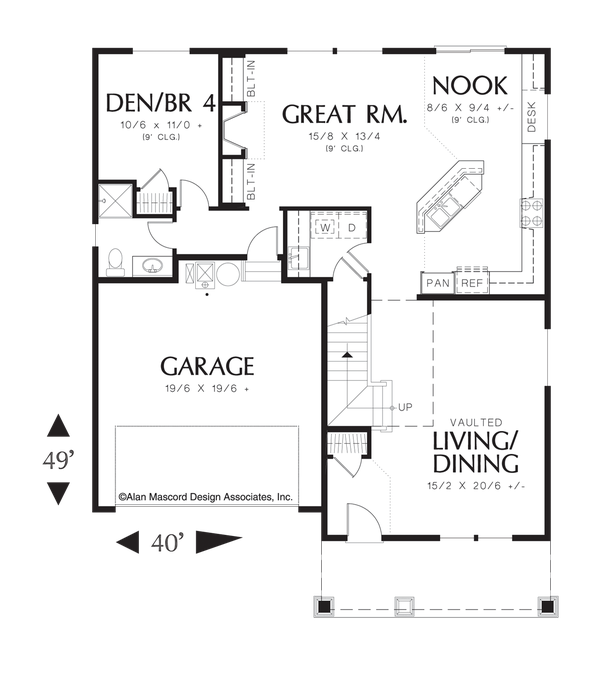 Main Floor Plan image for Mascord Ellsbecker-Craftsman Plan with Luxurious Master Suite-Main Floor Plan