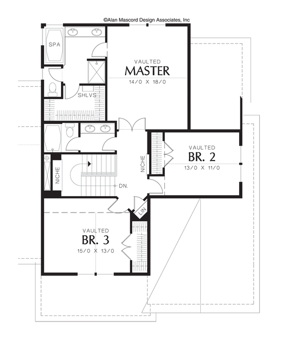 Upper Floor Plan image for Mascord Hedrick-Great Family Craftsman Home-Upper Floor Plan