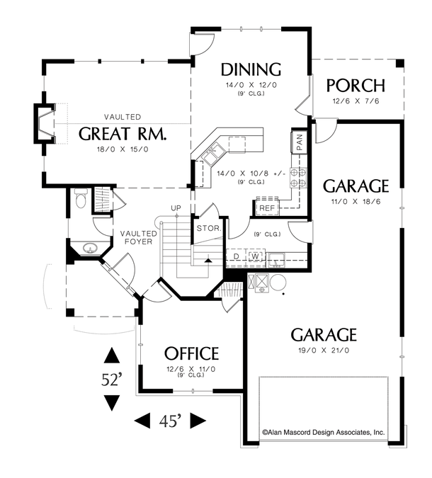 Main Floor Plan image for Mascord Hillsboro-Lovely Two Story Plan with Loft-Main Floor Plan