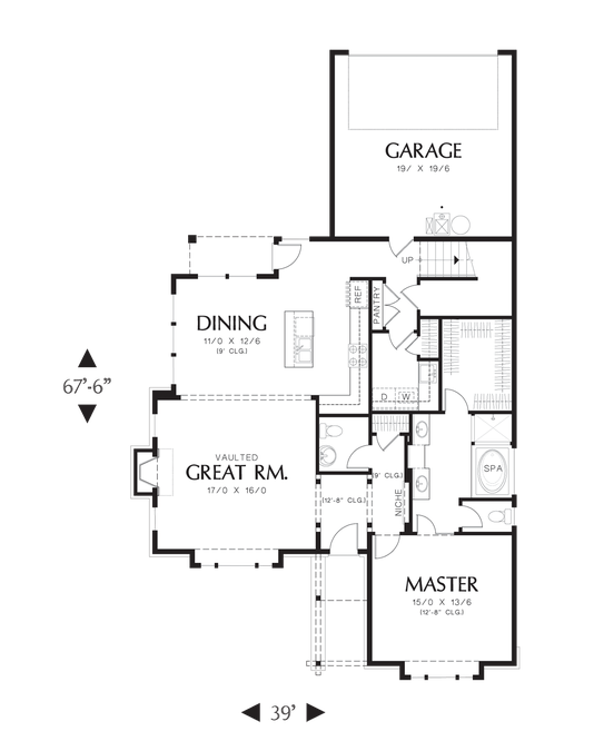 Main Floor Plan image for Mascord Jamison-Elegant Master Suite and Rear Loading Garage-Main Floor Plan