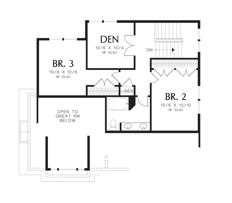 Upper Floor Plan image for Mascord Jamison-Elegant Master Suite and Rear Loading Garage-Upper Floor Plan