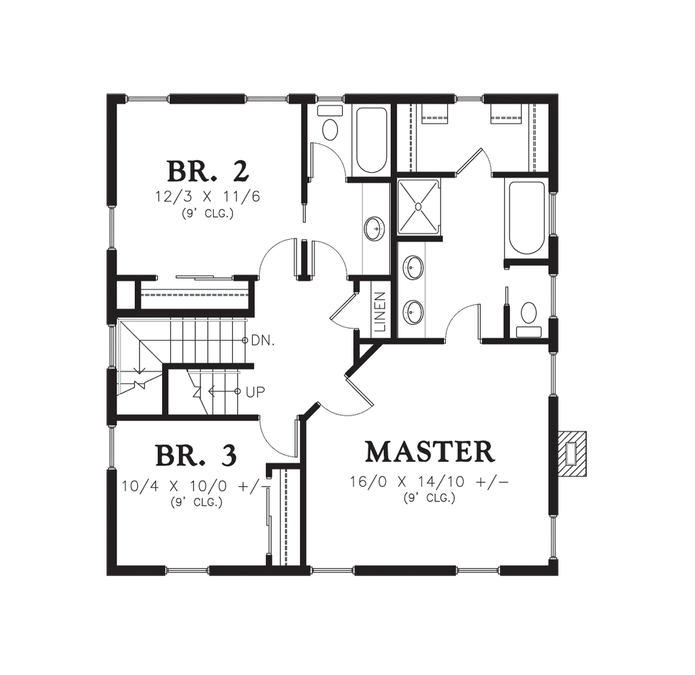 Upper Floor Plan image for Mascord Berkshire-Coastal Colonial with Front Porch and Plenty of Appeal-Upper Floor Plan