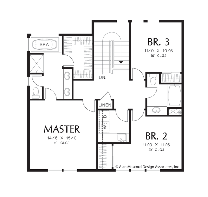 Upper Floor Plan image for Mascord Blackpool-The Perfect Traditional Home for a Sloping Lot-Upper Floor Plan