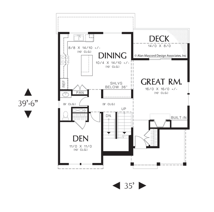 Main Floor Plan image for Mascord Newbury-Traditional Sloped Lot Design with a Gorgeous View-Main Floor Plan