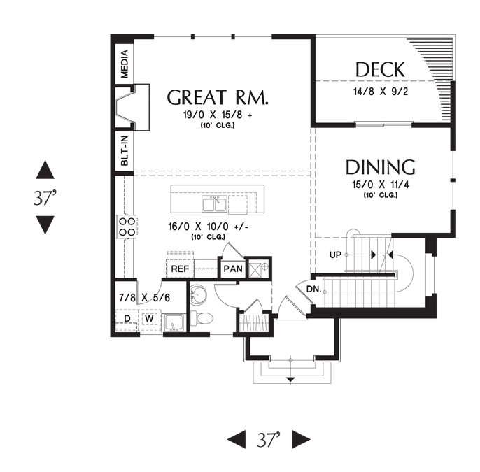 Main Floor Plan image for Mascord Birstall-Sloping Lot Home with Compact Footprint-Main Floor Plan