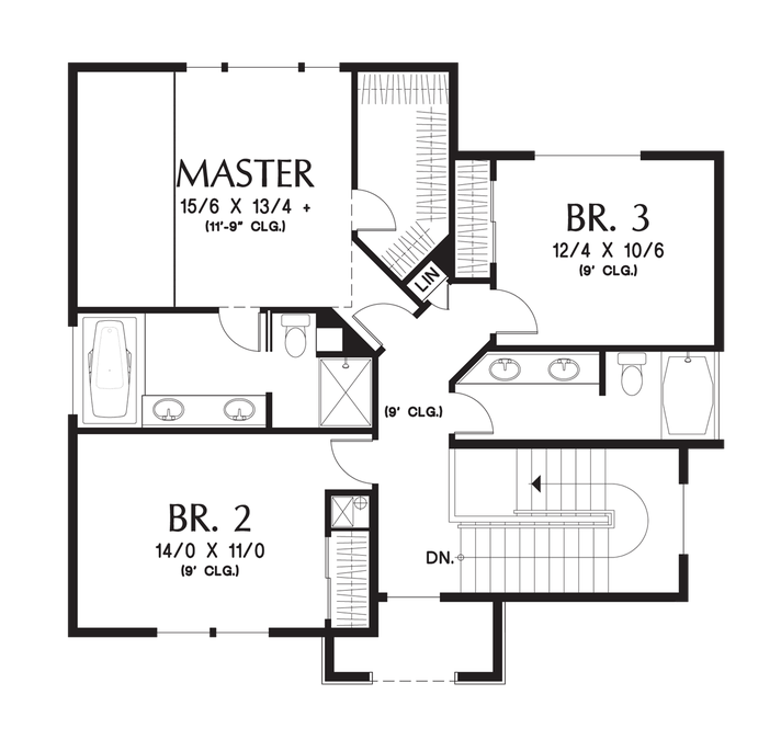 Upper Floor Plan image for Mascord Birstall-Sloping Lot Home with Compact Footprint-Upper Floor Plan