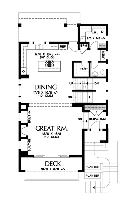 Main Floor Plan image for Mascord Bingley-Fantastic Floor Plan for Uphill Sloping Lots-Main Floor Plan