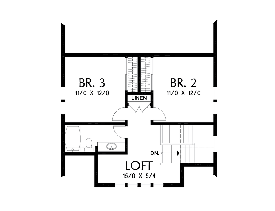 Upper Floor Plan image for Mascord Bennet-Three Car Modern Farm House Plan with Great Layout-Upper Floor Plan