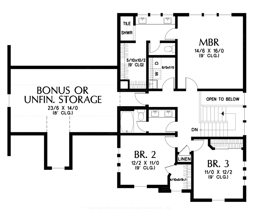 Upper Floor Plan image for Mascord Amherst--Upper Floor Plan