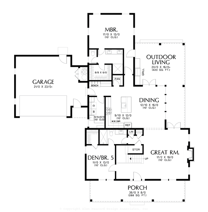 Main Floor Plan image for Mascord Virginia-Traditional Farmhouse Aesthetic with Modern Appeal-Main Floor Plan