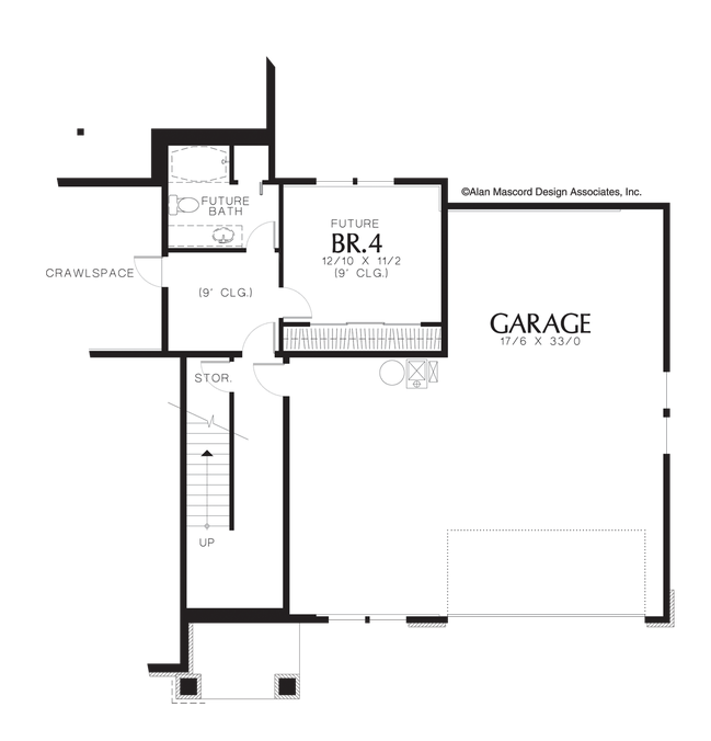 Lower Floor Plan image for Mascord Hinckley-Craftsman Plan with His and Hers Closets in Master-Lower Floor Plan