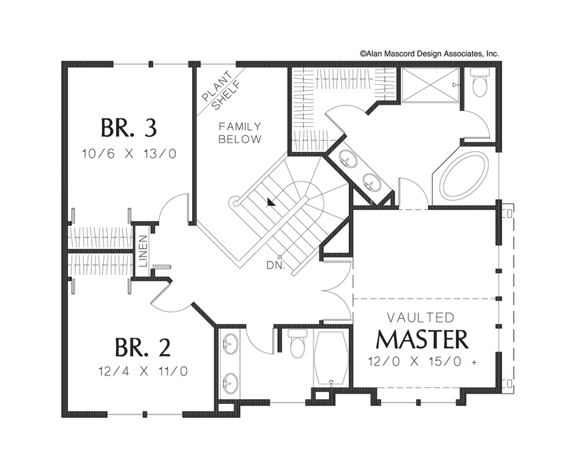 Upper Floor Plan image for Mascord Pennington-Traditional Neighborhood Design House Plan-Upper Floor Plan