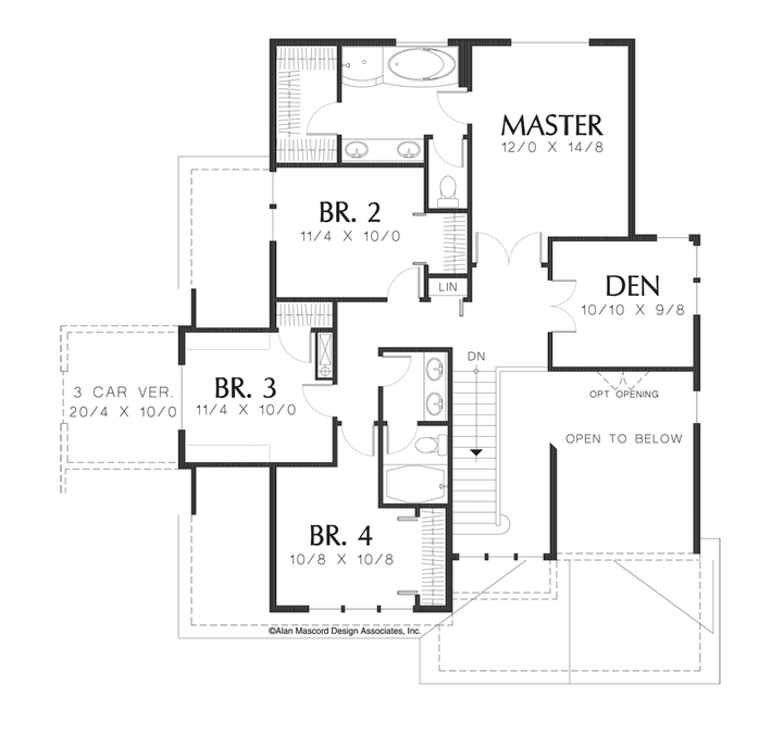 Upper Floor Plan image for Mascord Tacoma--Upper Floor Plan