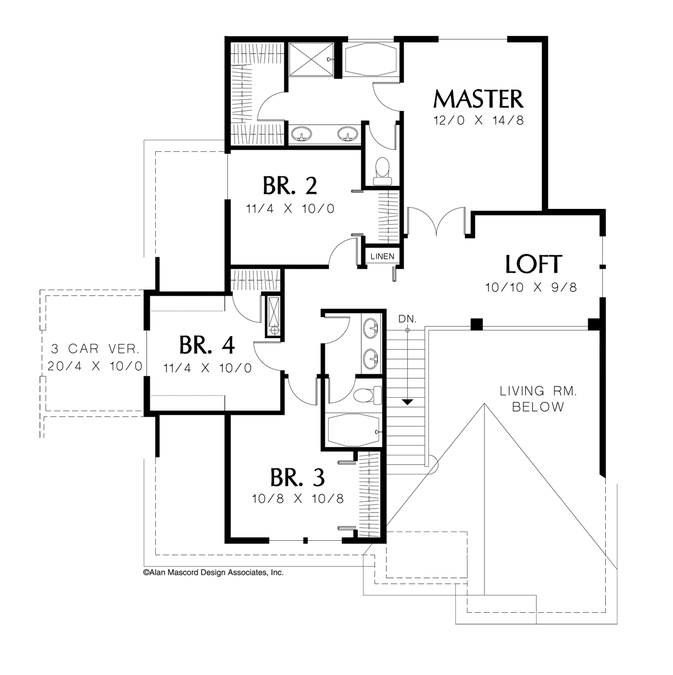 Upper Floor Plan image for Mascord Walker--Upper Floor Plan