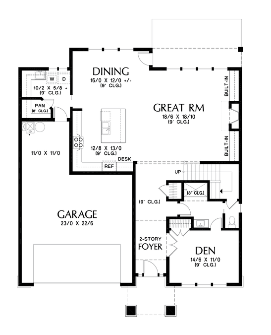 Main Floor Plan image for Mascord Gardena-Modern Exterior addition to the Morecambe with Expanded Upper Floor-Main Floor Plan