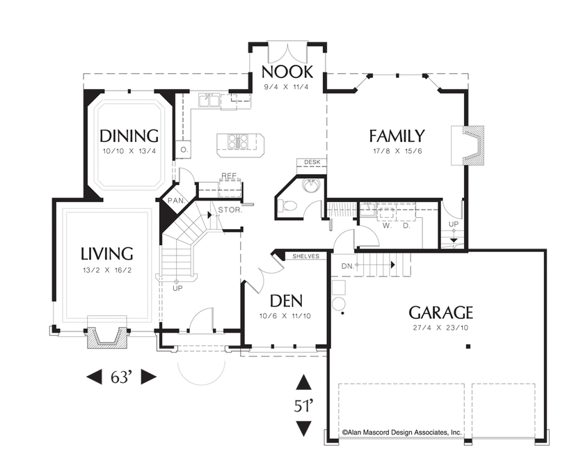 Main Floor Plan image for Mascord Braham-Majestic Tudor Style Plan with Functional Interior-Main Floor Plan