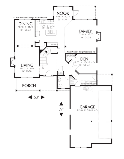 Main Floor Plan image for Mascord Inwood-4 Bedroom Country Style Home Plan-Main Floor Plan