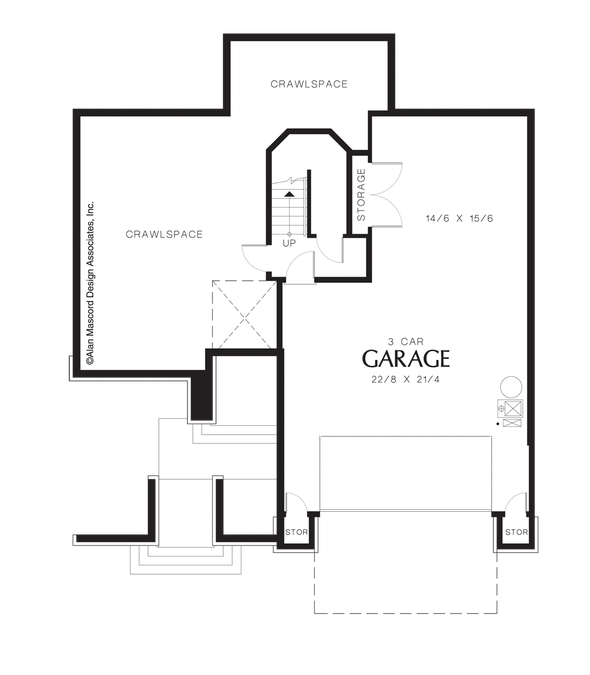 Lower Floor Plan image for Mascord Crestview-Plan Features Great Room with French Doors-Lower Floor Plan