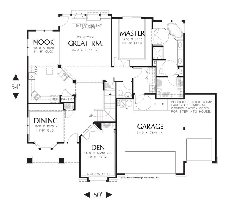 Main Floor Plan image for Mascord Carville-Universal Design Plan with Great Room-Main Floor Plan