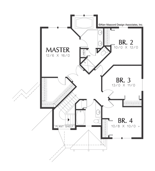 Upper Floor Plan image for Mascord Seguard-Spacious Craftsman Home with Easy Layout-Upper Floor Plan