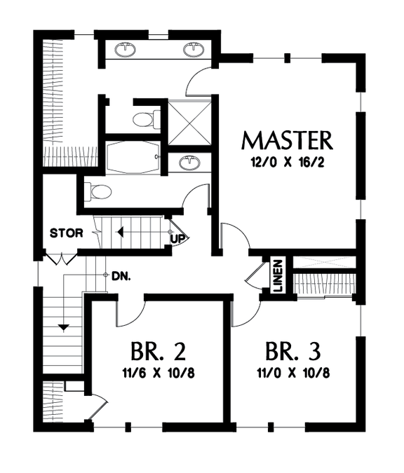 Upper Floor Plan image for Mascord Manchester-Four Floors of Fun for the Family-Upper Floor Plan