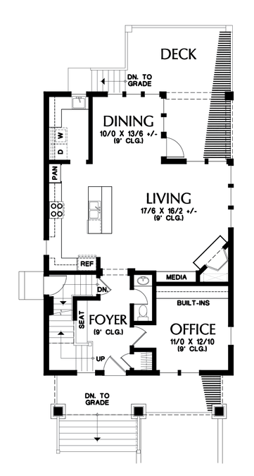 Main Floor Plan image for Mascord Manchester-Four Floors of Fun for the Family-Main Floor Plan