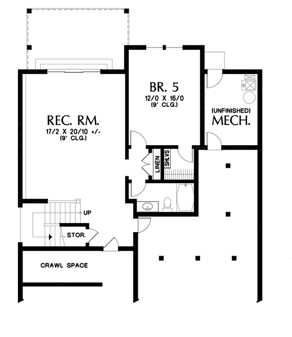 Lower Floor Plan image for Mascord Mellowhaven-Craftsman with Walkout Basement and Huge Master-Lower Floor Plan