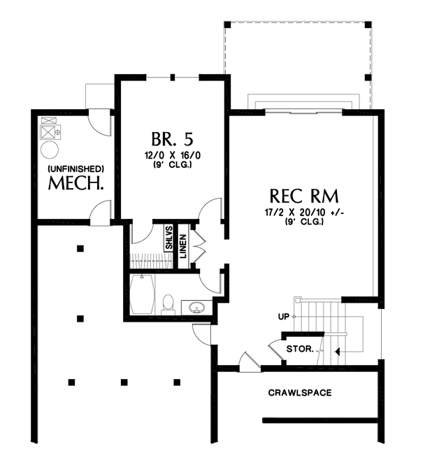 Lower Floor Plan image for Mascord Summerfell-Plan 2230CE with walkout basement-Lower Floor Plan