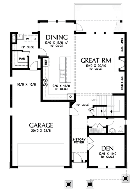 Main Floor Plan image for Mascord Summerfell-Plan 2230CE with walkout basement-Main Floor Plan