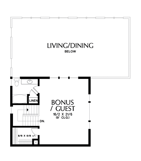 Upper Floor Plan image for Mascord Phoenix-Warmth, Luxury, and attractive Guest Suite over Angled Garage-Upper Floor Plan