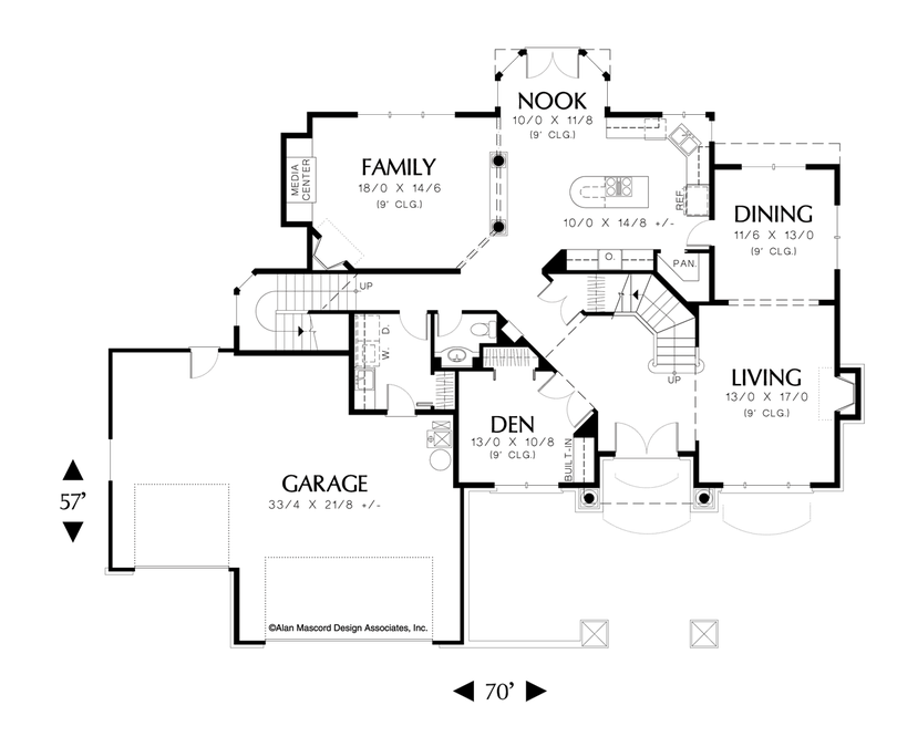 Main Floor Plan image for Mascord Rosenfeld-Four Bedrooms Plus Bonus on Upper Level-Main Floor Plan