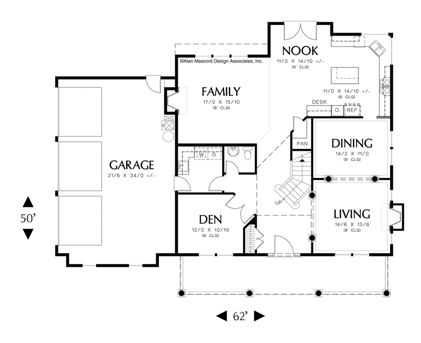 Main Floor Plan image for Mascord Cameron-His and Hers' Closets in Luxurious Master-Main Floor Plan