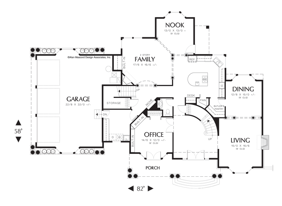 Main Floor Plan image for Mascord Sleighton-Luxury Manor with Craftsman Styling-Main Floor Plan