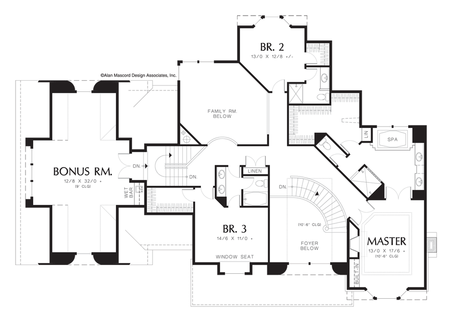 Upper Floor Plan image for Mascord Sleighton-Luxury Manor with Craftsman Styling-Upper Floor Plan