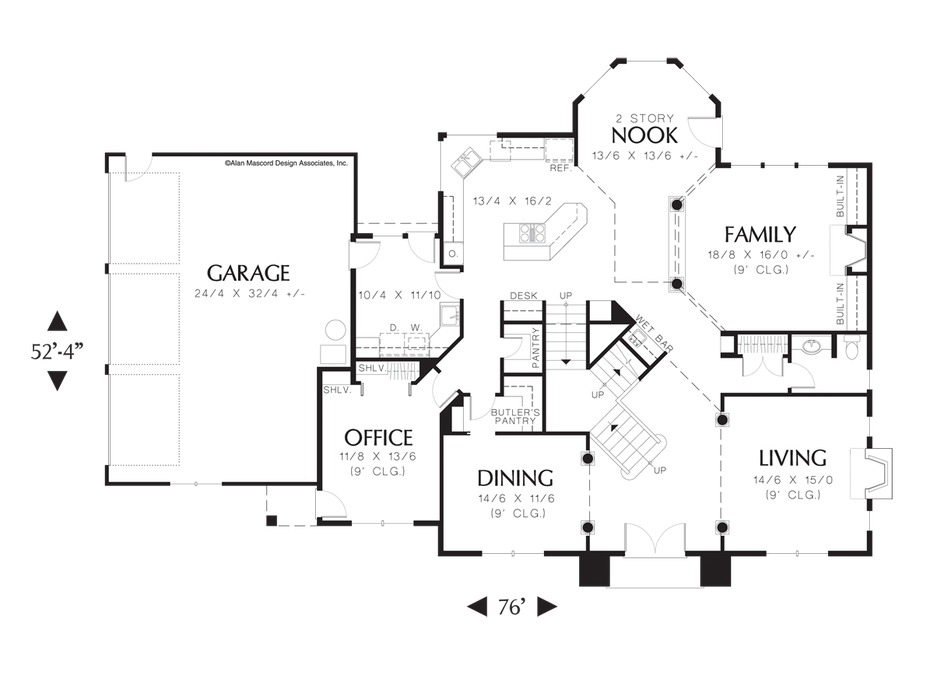 Main Floor Plan image for Mascord Milbourne-Generous Spaces, Private Entrance to Office-Main Floor Plan