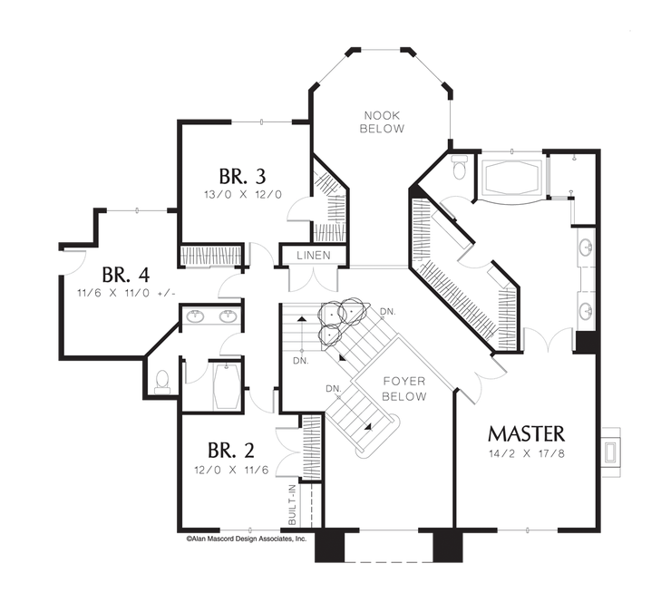 Upper Floor Plan image for Mascord Milbourne-Generous Spaces, Private Entrance to Office-Upper Floor Plan