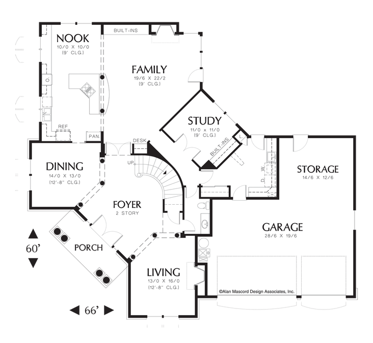 Main Floor Plan image for Mascord Ingersoll-Grand, Angled Entrance-Main Floor Plan